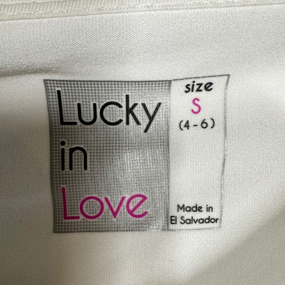 Lucky in Love Pleated Ruffle Tennis Skirt White Pink Yellow Tie Dye‎ Size S - Picture 4 of 6